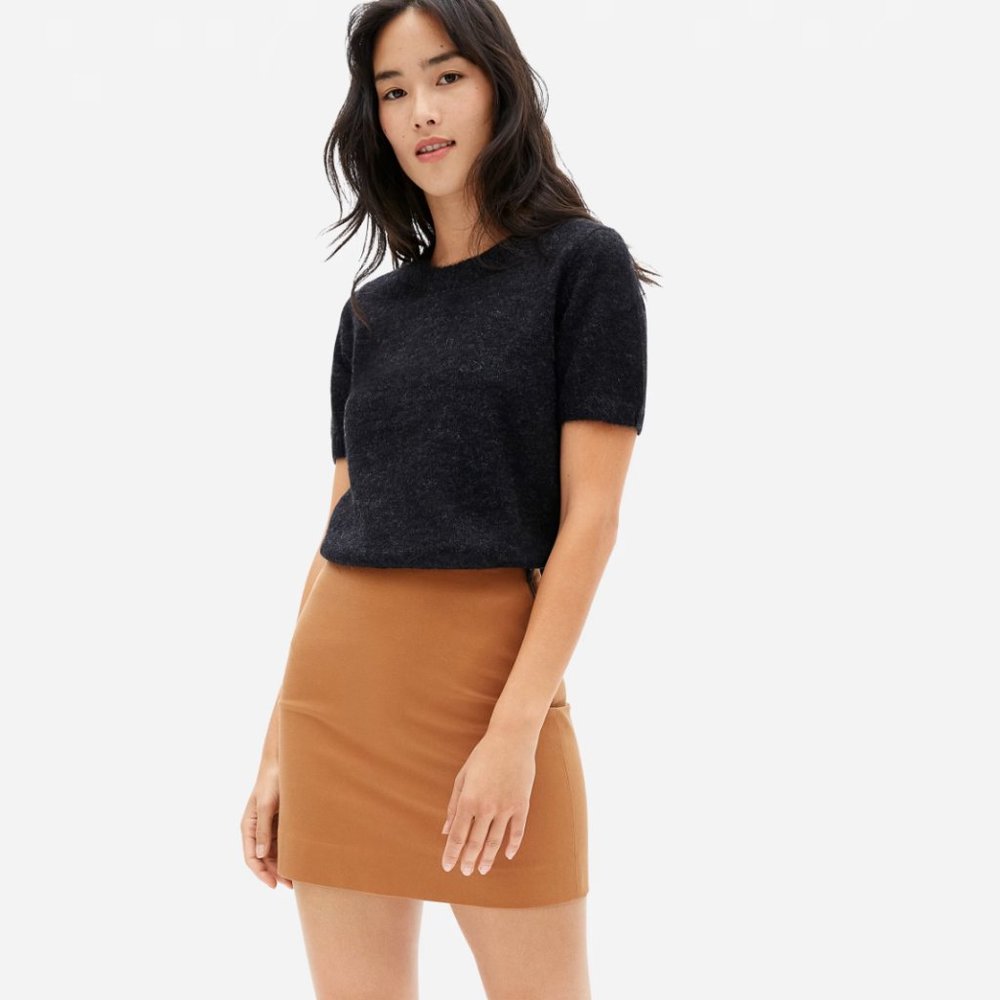 EVERLANE The Alpaca Sweater Tee Gray Short Sleeve